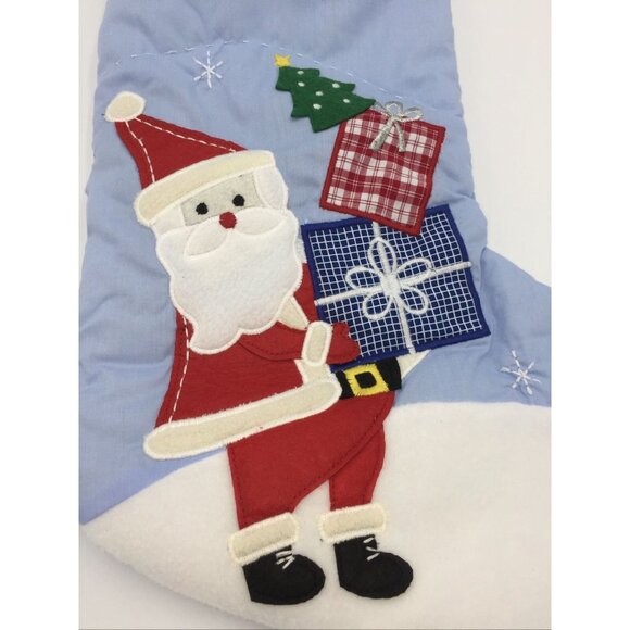 Pottery Barn Kids Murray Santa Gifts Christmas Tree Quilted Holiday Stocking - Picture 3 of 10